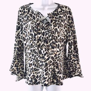 Chico’s Women’s Cheetah Print Flutter Sleeve Top